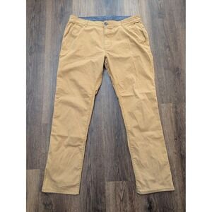 PrAna Chino Pants Mens 38x32 Tan Straight Fit Organic Cotton Stretch Casual